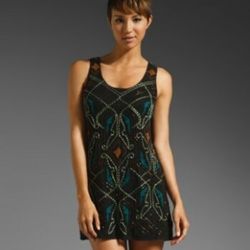Nanette Lepore Sleeveless Beaded Shift Dress Size 0